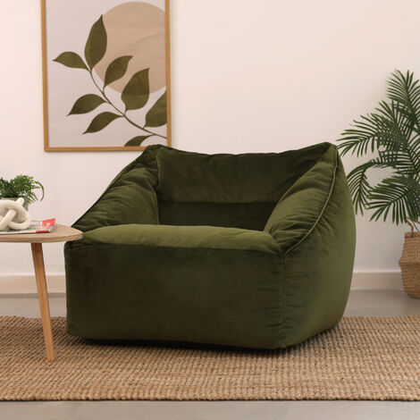 Pouf Poire Géant BYBYME 100x100cm - Fausse Fourrure Blanche | Forme Croissant, Confort Max Pour Salon