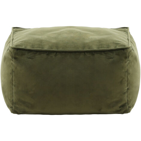 Pouf Repose-pieds En Chenille Vert Sauge - Rempli Microbilles, Confortable, Pour Salon Ou Chambre