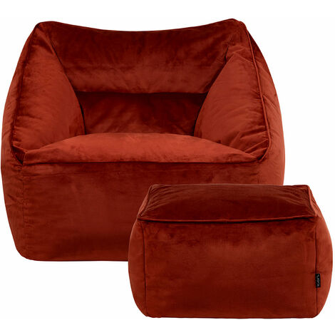 Pouf Géant XXL En Forme De Poire Avec Repose-Pieds - Gris Foncé - Pour Salon, Chambre Ado Ou Gamer