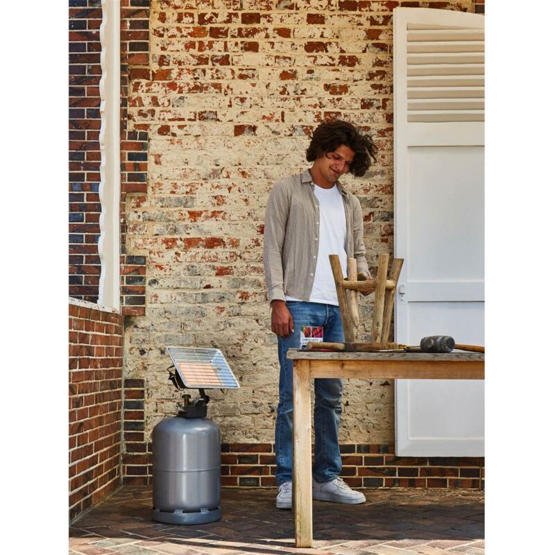 Chauffage Extérieur à Gaz FAVEX - Propane, Avec Housse De Protection (L50 X P50 X H227 Cm, Gris)