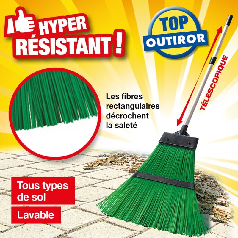 Brosse Toiture Balai Brosse Métallique Extérieur Avec Manche Télescopique - Balai De Terrasse Puissant Pour Enlever Saletés, Feuilles Mortes, Idéal Jardin, Allée, Toiture (Poils Durs Brosse Pour Terrasse