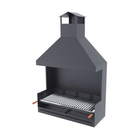 Barbecue charbon de bois 100 cm avec paravents et hotte