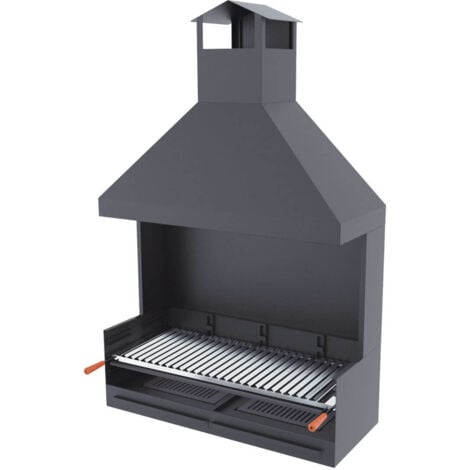 Barbecue charbon de bois 100 cm avec paravents et hotte