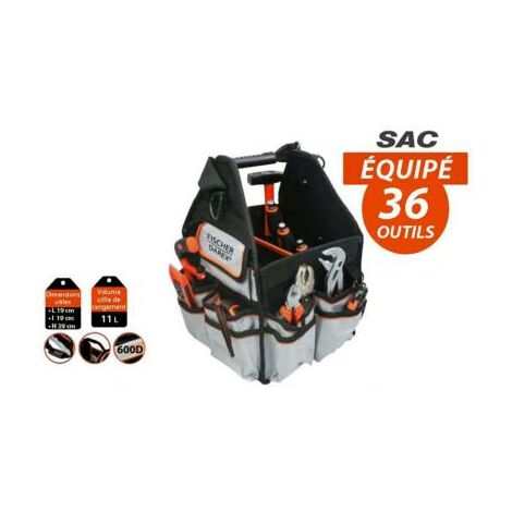 Sac à outils poche à clous nylon équipé 36 outils (1/2)