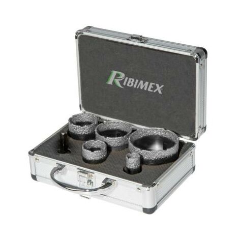 Ribimex – Lot de 5 scies cloches diamant pour grès et céramique – Diamètres 20 à 72 mm – Hauteur 40 mm – Adaptateur perceuse inclus – PRSCDX6MEV (1/2)