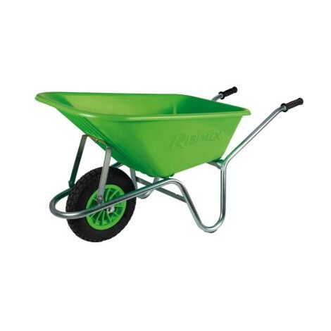 Ribimex – Brouette de jardin 100 litres – Bac plastique vert – 1 roue – Charge maximale 150 kg – PRGC100P (1/2)
