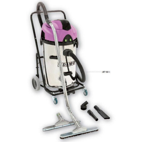Sidamo – Aspirateur professionnel eau et poussières 20402044 – Cuve inox 50 L – Moteur bi-turbine 2x1200W – Dépression 23,52 kPa – Débit 7070 L/min - JET 60 I (1/2)