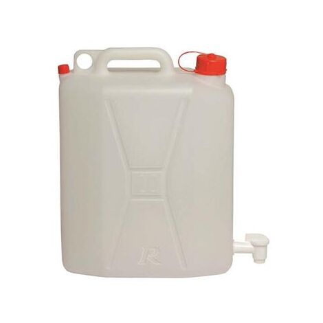 Ribimex – Jerrican alimentaire 20L – Polyéthylène haute densité – Robinet 1/2 tour pour écoulement contrôlé – Semi-transparent pour vérification niveau