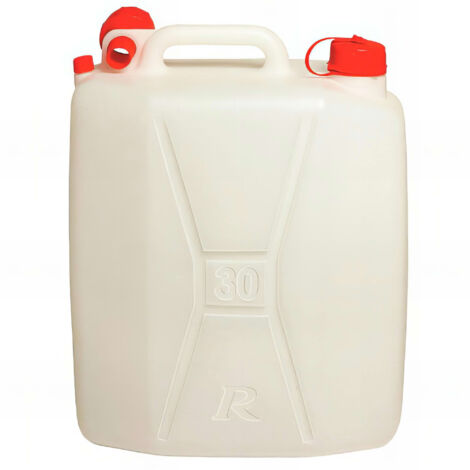 Ribimex – Jerrican alimentaire 30L – Polyéthylène haute densité – Bouchon vissant avec lien d'attache – Compatible liquides alimentaires
