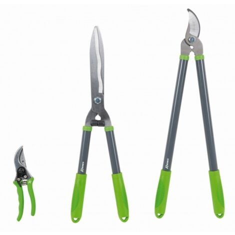 Lot 3 outils de jardinage coupants : secateur 8 + cisaille haies + coupe branches