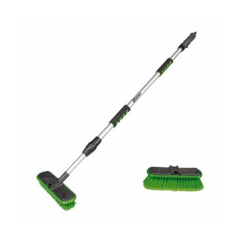 Ribimex – Balai de lavage extensible pour terrasses – Brosse dure et souple – Longueur 118 à 182 cm – Raccord rapide pour nettoyage efficace