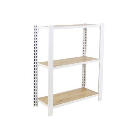 Étagère en métal blanc chêne 3 étagères charge 200 kgs dim.1000x800x300mm sans vis (1/3)