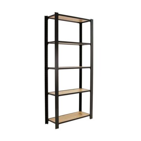 Étagère en métal anthracite chêne 5 étagères 200 kgs dim.2100x1600x300mm sans vis (1/2)