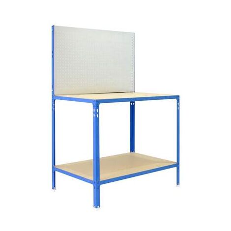 Établi bleu galvanisé bois étagères charge 220 kgs dim.1445x1210x610mm à visser (1/3)