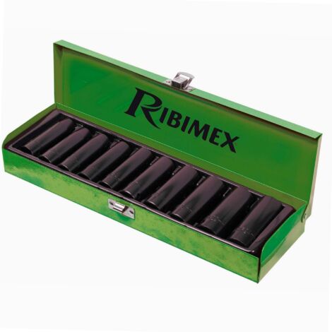 Ribitech – Lot de 10 douilles hexagonales 6 pans 1/2’’ – Acier chrome vanadium – Longueur 78 mm – Dureté HRC 42-48 – Tailles 11 à 24 mm (1/6)