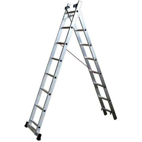 Escalux – Échelle aluminium transformable 2 x 8 – Hauteur 4,62 m – Charge max 150 kg – Gros embouts antidérapants – Conforme norme NF EN 131