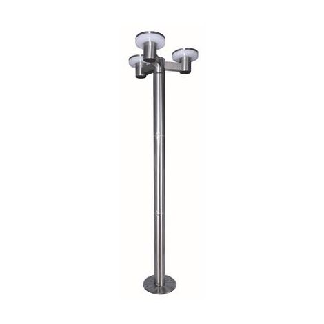Ribimex – Lampadaire solaire TIMEO 199 cm – 3 lampes LED avec télécommande – Corps inox peint gris – Classe IP44 pour extérieur