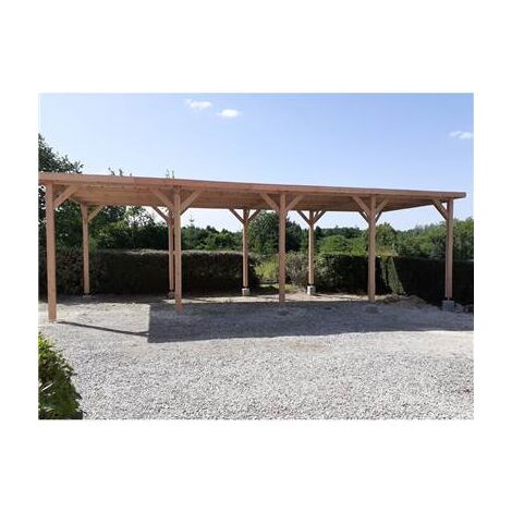 Abri Toit Plat, 400cmx1250cm, Bois DOUGLAS Français, Carport, Auvent, Abri Camping-car