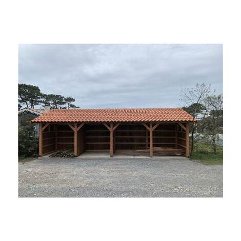 Abri Une Pente, 350cmx1050cm, Bois DOUGLAS Français, Carport, Auvent, Abri voiture
