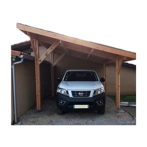 Abri Une Pente, 450cmx400cm, Bois DOUGLAS Français, Carport, Auvent, Abri voiture
