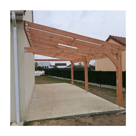 Cpbf – Abri voiture adossé en bois douglas 450x1050cm – Carport mono-pente 250cm de hauteur de passage – Fabrication française PEFC