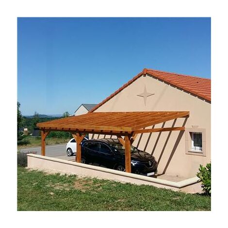 Cpbf – Abri adossé en bois douglas 350x500cm – Carport pour 1 véhicule – Hauteur de passage 250cm – Fabrication française - 350cmx500cm