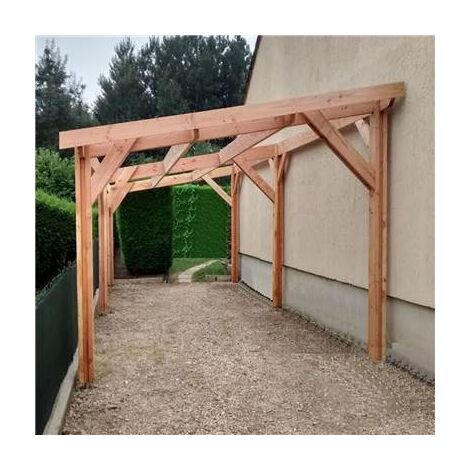 Abri Une Pente, 450cmx500cm, Bois DOUGLAS Français, Carport, Auvent, Abri voiture
