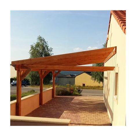 Abri Une Pente Adossé, 450cmx1150cm, Bois DOUGLAS Français, Carport, Auvent, Abri voiture