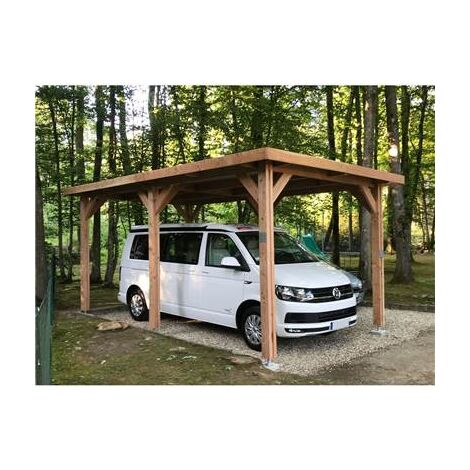 Abri Toit Plat, 400cmx500cm, Bois DOUGLAS Français, Carport, Auvent, Abri voiture