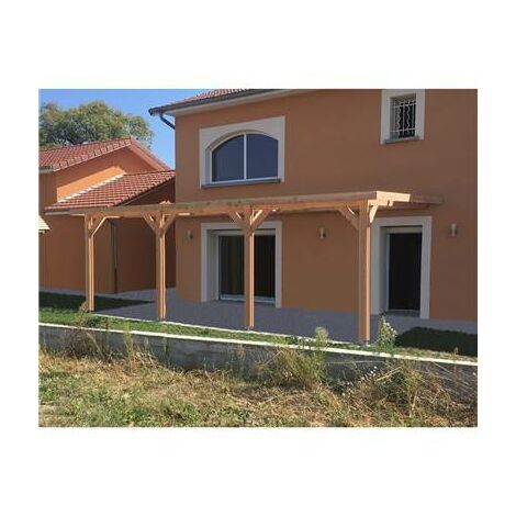 Abri Toit Plat Adossé, 300cmx800cm, Bois DOUGLAS Français, Carport, Auvent, Abri voiture