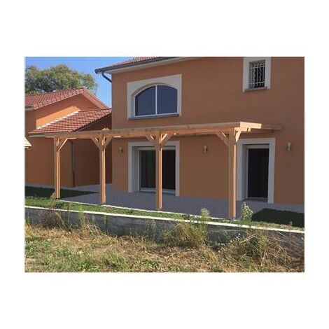 Abri Toit Plat Adossé, 450cmx950cm, Bois DOUGLAS Français, Carport, Auvent, Abri voiture