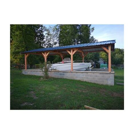 Abri Deux Pentes, 500cmx800cm, Bois DOUGLAS Français, Carport, Auvent, Abri voiture