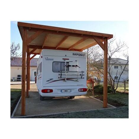 Abri Toit Plat, 400cmx650cm, Bois DOUGLAS Français, Carport, Auvent, Abri Camping-car