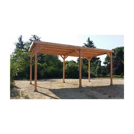 Abri Toit Plat, 400cmx1050cm, Bois DOUGLAS Français, Carport, Auvent, Abri Camping-car