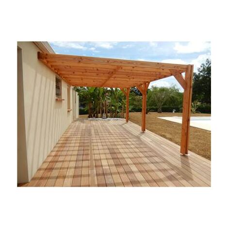 Pergolas Adossée, 600cmx350cm, Bois DOUGLAS Français, Carport-Auvent, Abri terrasse (1/4)