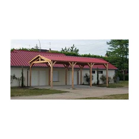 Abri Deux Pentes, 500cmx800cm, Bois DOUGLAS Français, Carport, Auvent, Abri Camping-car