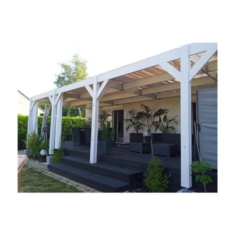 Abri Toit Plat Adossé, 500cmx1150cm, Bois DOUGLAS Français, Carport, Auvent, Abri voiture