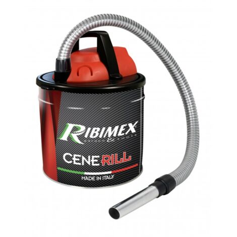 Ribimex – Aspirateur à cendres 18L – Puissance 1000W – Filtre HEPA lavable – Flexible métal 1,10m pour cendres froides – Dépression 17 kPa - NOIR 18 L