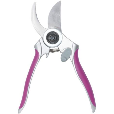 Sécateur acier inox lames courbes 175 mm fuschia (1/2)
