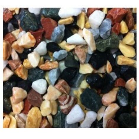 Gravier décoratif en marbre multi-couleur 8/16 – Sac de 20 Kg – Concassé pour allées et jardins – Provenance Europe – Scmc