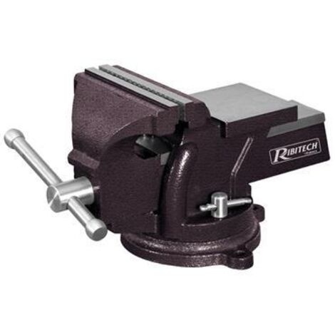 Ribitech – Étau en fonte 125 mm – Mâchoires en acier – Finition noire mouchetée anticorrosion – Serrage indépendant pour fixation stable