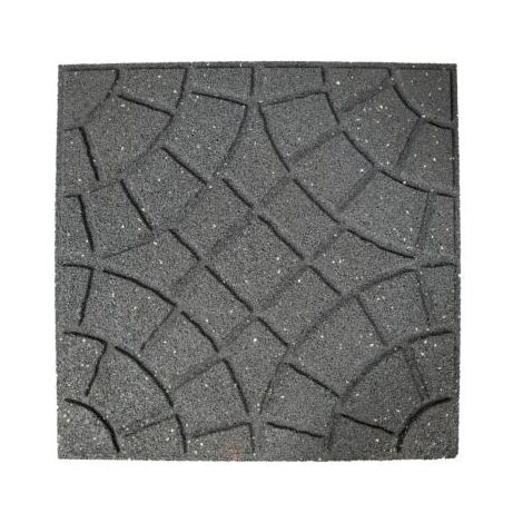Ribimex – Dalle de terrasse en caoutchouc recyclé 45x45 cm – Couleur grise – Canaux de drainage pour extérieur – Pour balcon et patio (1/2)