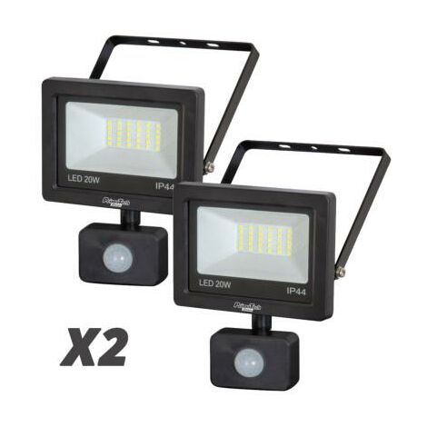 Lot de 2 Projecteurs LED 20 watt 1500 lumen IP44 mural avec détecteur (1/3)