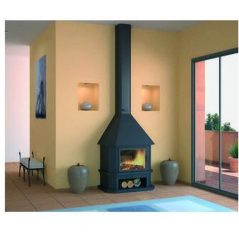 Cheminée à bois 17.5 Kw – Double foyer en briques réfractaires – Rendement 72% – Dimensions 2700 x 820 x 490 mm – Focgrup (1/3)