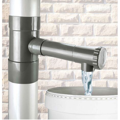 Ribiland – Récupérateur d'eau de pluie 80 mm – 2 parties en PVC – Robinet d'arrêt pour utilisation facile – Compatible gouttières 80 mm - PRRE080