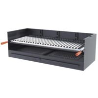 Fm Calefaccion – Barbecue charbon de bois 100 cm – Acier au carbone – Grille inox réglable 3 hauteurs – Surface de cuisson 98,7x36,5cm – Résistance jusqu'à 800°C