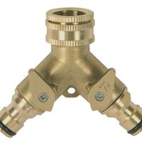 Ribimex – Nez de robinet laiton 2 circuits – Sorties raccords rapides – Vanne d’arrêt 20 x 27 – 15 x 21 (3/4” – 1/2”)