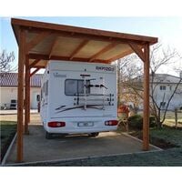 Cpbf – Carport en bois douglas 400x700cm – Abri toit plat pour camping-car – Hauteur de passage 320cm – 6 poteaux – Fabrication française