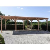 Cpbf – Abri carport toit plat 450cm x 1250cm – Bois douglas naturel classe 3 – Hauteur de passage 320cm – 10 poteaux – Fabrication française