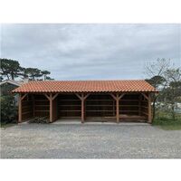 Cpbf – Abri voiture mono-pente 500x800cm – Bois douglas français classe 3 – Hauteur de passage 250cm – 8 poteaux – Kit de montage inclus
